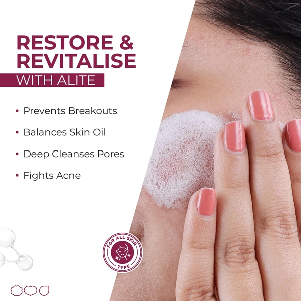 Alite Foaming Face Wash 60ml with 1% Salicylic Acid | Deep Cleansing & Illuminating Face Wash | Clears Active Acne & Clogged Pores | For Women & Men