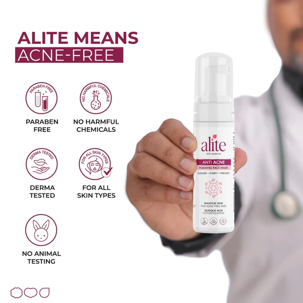 Alite Foaming Face Wash 60ml with 1% Salicylic Acid | Deep Cleansing & Illuminating Face Wash | Clears Active Acne & Clogged Pores | For Women & Men