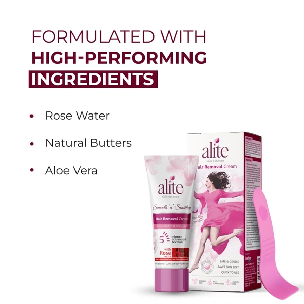 Alite Hair Removal Cream for Women 60g | Quick & Gentle Hair Remove Cream | Smooth, Soft & Sensitive Skin | Easy & Painless Hair Removal