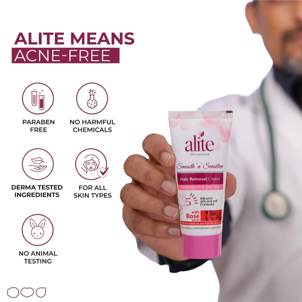 Alite Hair Removal Cream for Women 60g | Quick & Gentle Hair Remove Cream | Smooth, Soft & Sensitive Skin | Easy & Painless Hair Removal