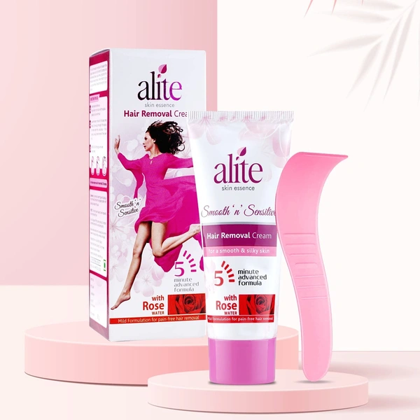 Alite Hair Removal Cream for Women - Combo Pack (2 x 60g) with Rose Water | Advanced 5-Minute Formula for Gentle & Pain-Free Hair Removal | Mild & Effective Hair Remover Cream"