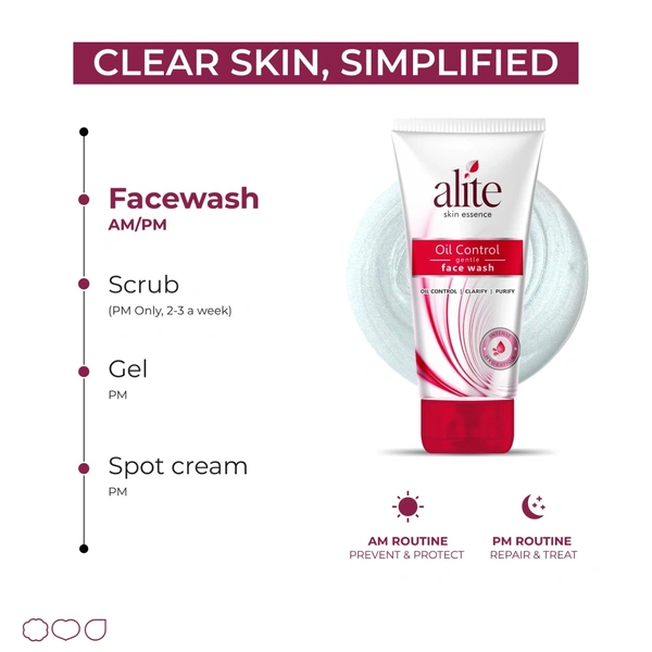 Alite Oil Control Gentle Face Wash 70g | Eliminates Excess Oil & Controls Sebum | Prevents Acne & Breakouts | Fresh, Purifying & Hydrating Cleanser