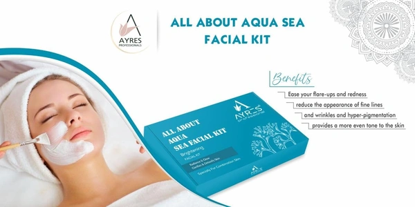 Ayress Ayres Professional All About Aqua Sea Monodose Brightening Facial Kit | Radiance & Glow | Clarifies & Detoxifies Skin | Deep Hydration | Firms & Revitalizes