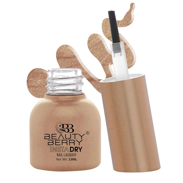 Beauty Berry Insta Dry Nail Lacquer Champaigne 72 - 13ml | Quick-Dry & Long-Lasting | High Shine & Smooth Application | Neutral champagne shade adds a touch of elegance