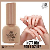 Beauty Berry Insta Dry Nail Lacquer Champaigne 72 - 13ml | Quick-Dry & Long-Lasting | High Shine & Smooth Application | Neutral champagne shade adds a touch of elegance