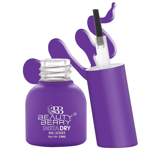 Beauty Berry Insta Dry Nail Lacquer Good Grape 45 - 13ml | Quick-Dry & Long-Lasting | High Shine & Smooth Application | Vibrant Grape Shade for Elegant Nails