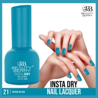 Beauty Berry Insta Dry Nail Lacquer Peter River 21- 13ml | Quick-Dry & Long-Lasting | High Shine & Smooth Application | Cool Blue Shade for Elegant Nails
