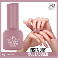 Beauty Berry Insta Dry Nail Lacquer True Love 43 - 13ml | Quick-Dry & Long-Lasting | High Shine & Smooth Application | Romantic Pink Shade for Elegant Nails