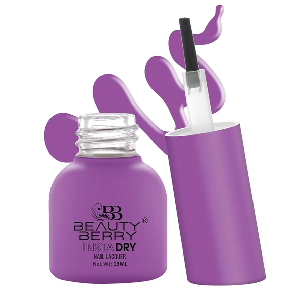 Beauty Berry Insta Dry Nail Lacquer Voilet Vow 28 - 13ml | Quick-Dry & Long-Lasting | High Shine & Smooth Application | Elegant Violet Shade for Sophisticated Nails