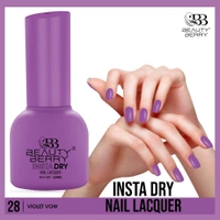 Beauty Berry Insta Dry Nail Lacquer Voilet Vow 28 - 13ml | Quick-Dry & Long-Lasting | High Shine & Smooth Application | Elegant Violet Shade for Sophisticated Nails