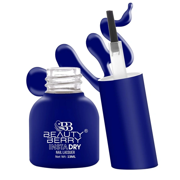 Beauty Berry Insta Dry Nail Lacquer Whale Blue 05 - 13ml | Quick-Dry & Long-Lasting | High Shine & Smooth Application | Deep Blue Shade for Bold Elegance?