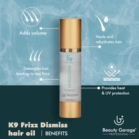 Beauty Garage Professional K9 Frizz Dismiss Oil | Tame Frizz & Add Shine with Beauty Garage | Hydrating Hair Oil for Frizz Control | Protect & Smooth Your Hair | Heat Protection | 100ml