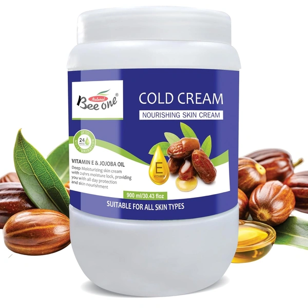 Bee One Cold Facial Massage Cream 900ml | Enriched with Vitamin E Extracts for Deep Moisturizing & 24H Hydration | Cooling, Soothes & Rejuvenates Skin | Paraben-Free & Vegan