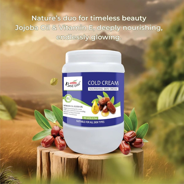 Bee One Cold Facial Massage Cream 900ml | Enriched with Vitamin E Extracts for Deep Moisturizing & 24H Hydration | Cooling, Soothes & Rejuvenates Skin | Paraben-Free & Vegan