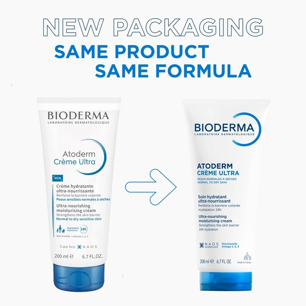 Bioderma Atoderm Cr�me Ultra-Nourishing Moisturizer 200ml | For Normal to Sensitive Dry Skin | Deep Hydration & Skin Barrier Repair | Face & Body Cream