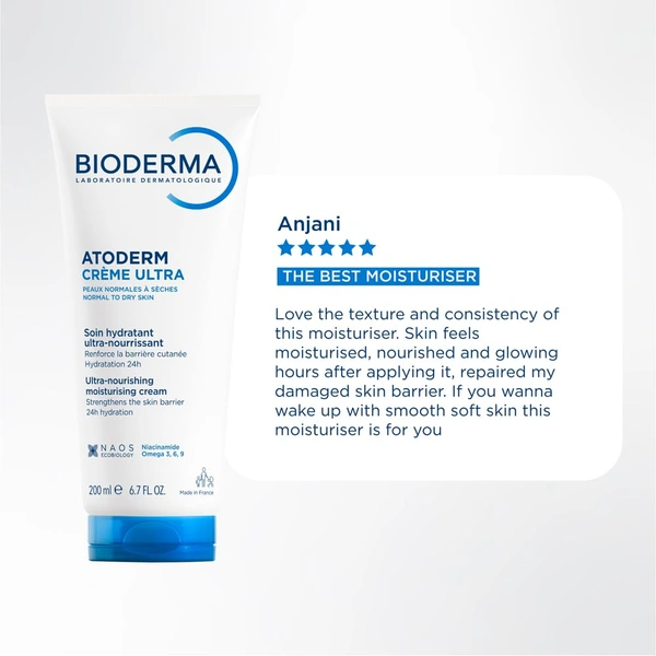 Bioderma Atoderm Cr�me Ultra-Nourishing Moisturizer 200ml | For Normal to Sensitive Dry Skin | Deep Hydration & Skin Barrier Repair | Face & Body Cream
