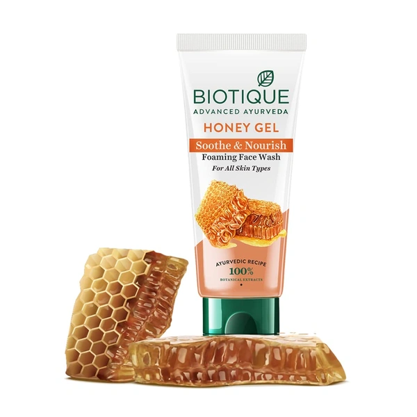 Biotique Honey Gel Soothe & Nourish Foaming Face wash 100ml | Gentle Cleansing Face Wash | Honey and Turmeric Cleanse | Non-Drying Face Wash | 100% Botanical Extracts | for All Skin Types |