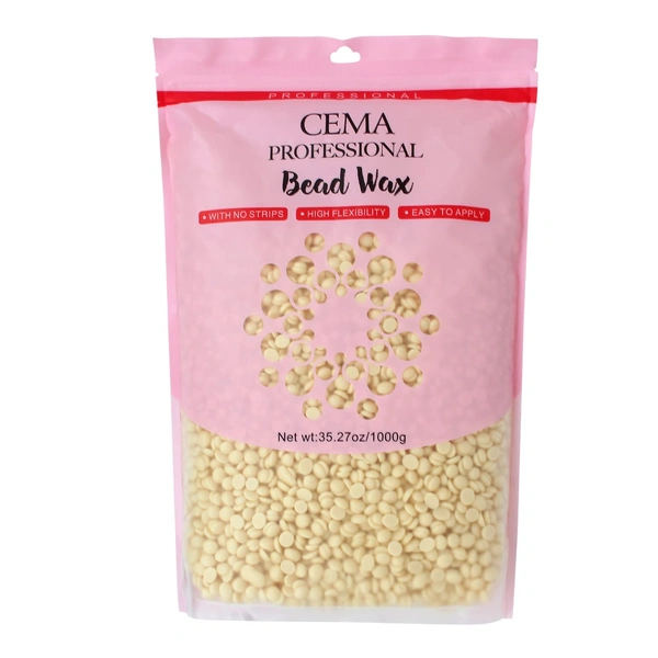 CEMA Professional Hard Wax Beads 1000g | Strip-Free Microwave Wax for Face, Body, Bikini & Sensitive Skin | White Chocolate Wax | Painless & Flexible