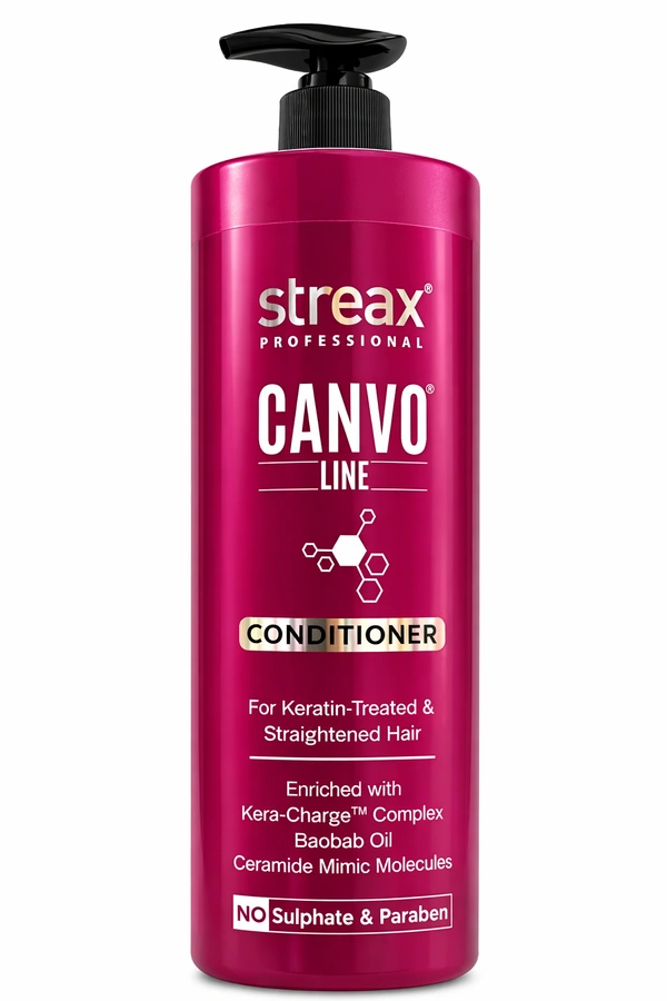 Streax Professional Canvo Line Post Care Conditioner 1500 ml | Nourishing Conditioner for Chemically Treated Hair | Anti Frizzy & Hair Breakage | Sulphate & Paraben free | Smooth & Straight