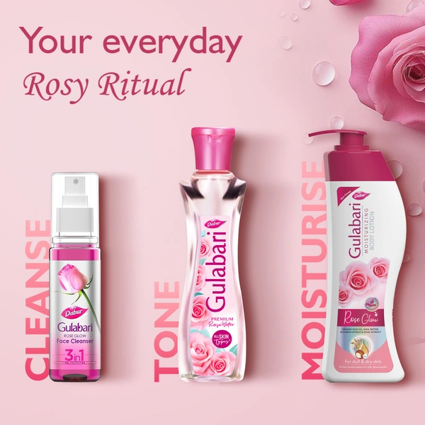 Dabur Gulabari Rose Glow Face Cleanser 100ml | For All Skin Types | 3-in-1 Cleanser | Cleans, Balances & Hydrates Skin | Gentle & Refreshing