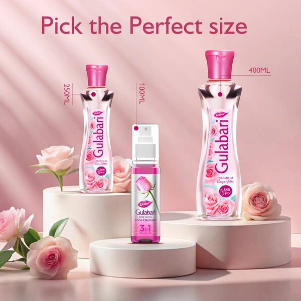 Dabur Gulabari Rose Glow Face Cleanser 100ml | For All Skin Types | 3-in-1 Cleanser | Cleans, Balances & Hydrates Skin | Gentle & Refreshing