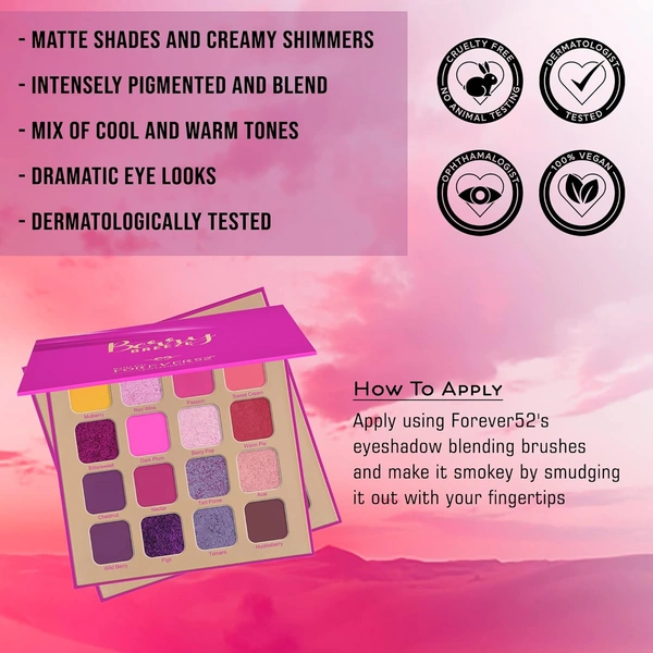 Forever52 Daily Life Forever 52 Daily Life 16 Color Eyeshadow Palette ( Berry Breeze) | Vibrant & Long-Lasting | Rich & Blendable Colors | for Day-to-Night Looks | Flawless Matte Finish Look | - BRZ003