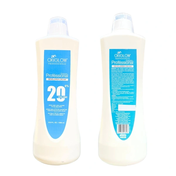 OxyGlow Herbals Professional Hair Developer 6% 1000ml | 20 Volume Cream Developer for Hair Coloring, Even Coverage, Long-Lasting Color, Shine & Salon Results
