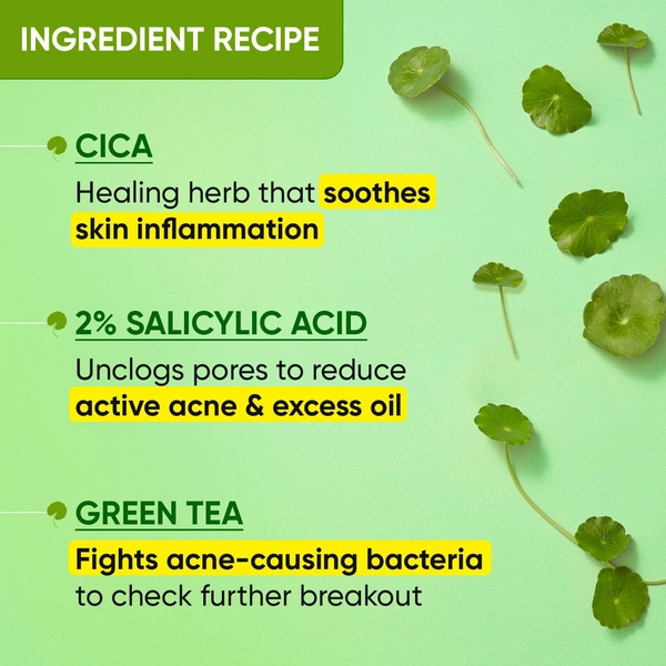 Dot & Key DOT & KEY CICA Calming Blemish Clearing Gel Face Wash | with Salicylic Acid & Green Tea | For Oily & Sensitive Skin | Reduces Active Acne | Oil Control Face Wash | Calm & Clear Acne-Prone Skin | Reduce Redness & Irritation |100ml