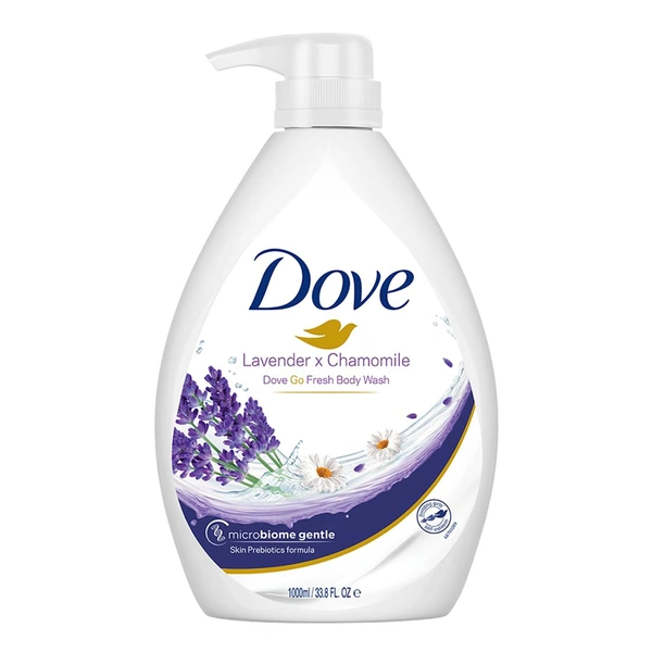 Dove Lavender & Chamomile Go Fresh Body Wash 1L | Relaxing Floral Scent | Gentle Cleansing with Moisturizing Care | Soft, Smooth & Refreshed Skin