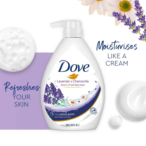 Dove Lavender & Chamomile Go Fresh Body Wash 1L | Relaxing Floral Scent | Gentle Cleansing with Moisturizing Care | Soft, Smooth & Refreshed Skin