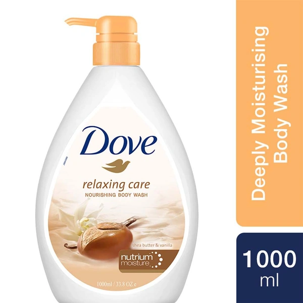 Dove Relaxing Shea Butter & Vanilla Body Wash 1L | Deep Moisturising Shower Gel for Soft, Smooth Skin | Soothing Fragrance | Gentle Daily Cleanser
