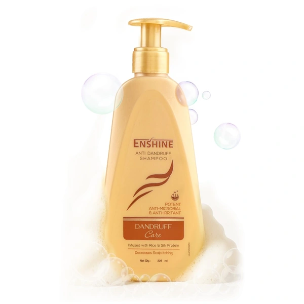 Enshine Anti-Dandruff Shampoo 225ml | With Rice & Silk Protein | Targets Dandruff at Root | Relieves Itchy Scalp & Reduces Flakes | Strengthens Hair & Scalp Health