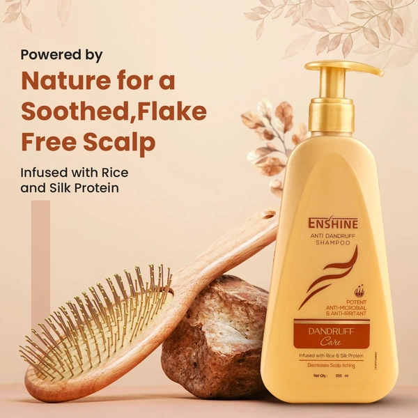 Enshine Anti-Dandruff Shampoo 225ml | With Rice & Silk Protein | Targets Dandruff at Root | Relieves Itchy Scalp & Reduces Flakes | Strengthens Hair & Scalp Health