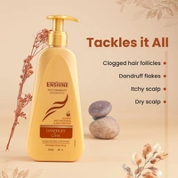 Enshine Anti-Dandruff Shampoo 225ml | With Rice & Silk Protein | Targets Dandruff at Root | Relieves Itchy Scalp & Reduces Flakes | Strengthens Hair & Scalp Health