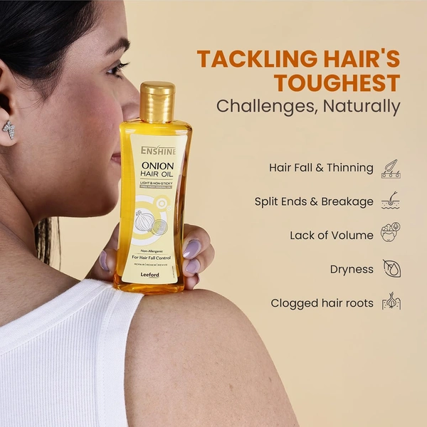 Enshine Onion Hair Oil 100ml | Anti Hair Fall & Hair Growth Oil with Red Onion, Olive & Coconut Oils | Strengthens Roots, Nourishes Scalp, Non Greasy Formula