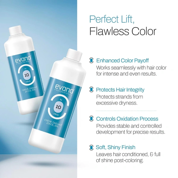 Evano Professional EVANO Professional Hair Colour Developer 1000ml | Fast 10 Minute Processing | Smooth & Even Color Activation | Salon Quality Developer for Women & Men Hair Coloring