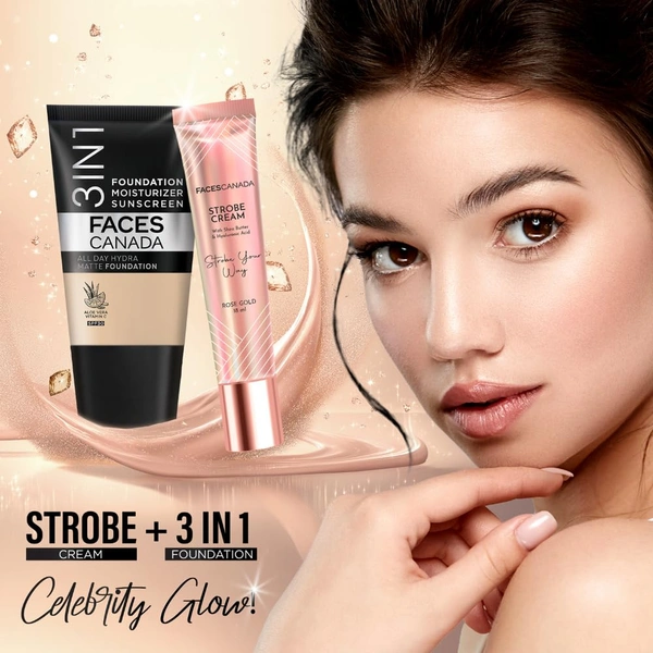 Faces Canada All Day Hydra Matte Liquid Foundation 18ml, Warm Natural 021 | 3-in-1 Foundation + Moisturizer + SPF 30 | Aloe Hydration, Vitamin C, 10Hr Long Wear Coverage