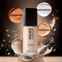 Faces Canada Flawless Matte Foundation Caramel Natural 023 Shade 30ml | 3-in-1 Foundation, Moisturizer & Concealer | SPF 18 | 12Hr Hydration | HD Matte Coverage | Lightweight Anti-Ageing