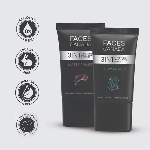 Faces Canada Dewy Primer 30g | Lightweight Hydrating Face Primer | Flawless Dewy Base | Blurs Imperfections | With Hyaluronic Acid, Vitamin C & E | No Alcohol & Parabens