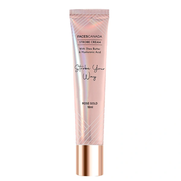 Faces Canada Strobe Cream 18ml Rose Gold | Primer + Highlighter + Moisturizer | With Shea Butter & Hyaluronic Acid | Intense Hydration | Radiant Dewy Glow