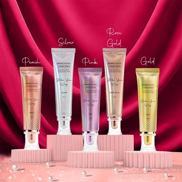 Faces Canada Strobe Cream 30ml Pink | Primer + Highlighter + Moisturizer | With Shea Butter & Hyaluronic Acid | Intense Hydration | Radiant Dewy Glow