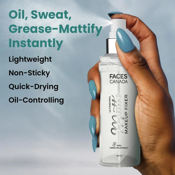 Faces Canada Ultime Pro Matte Makeup Fixer 100ml | Long Lasting Makeup Setting Spray | Keeps Makeup Intact | Flawless Matte Finish | Hydrates, Soothes & Refreshes Skin | Oil Control