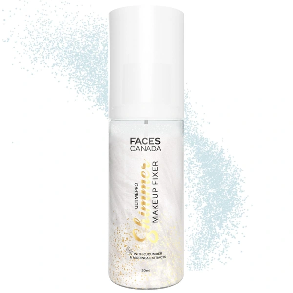 Faces Canada Ultime Pro Shimmer Makeup Fixer 50ml | Long Lasting Makeup Setting Spray | Keeps Makeup Intact | Glamorous Shimmer Finish | Hydrates, Soothes & Refreshes Skin | Alcohol Free
