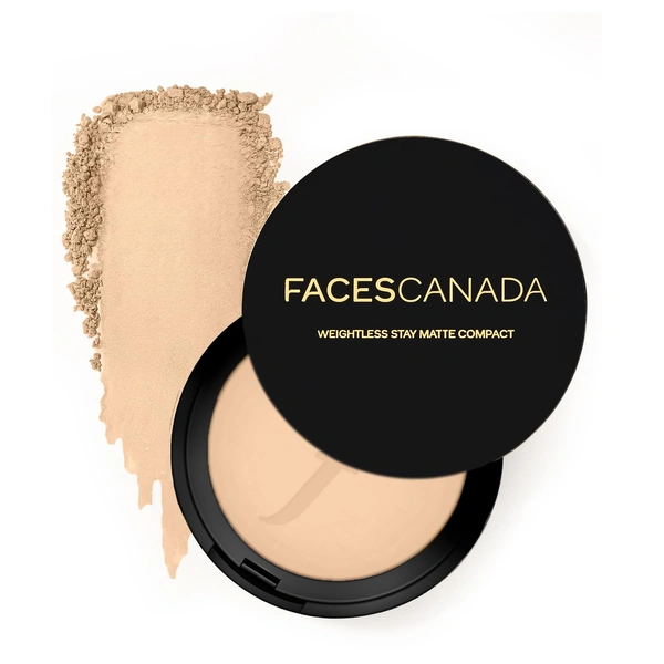 Faces Canada Weightless Stay Matte Finish Compact Powder 9g Natural Shade | Non-Oily Matte Look | Evens Skin Tone | Hides Imperfections | Smooth Blend | All Skin Types