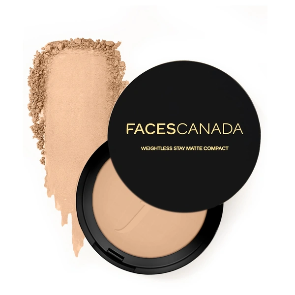 Faces Canada Weightless Stay Matte Finish Compact Powder 9g Beige Shade | Non-Oily Matte Look | Evens Skin Tone | Hides Imperfections | Smooth Blend | All Skin Types