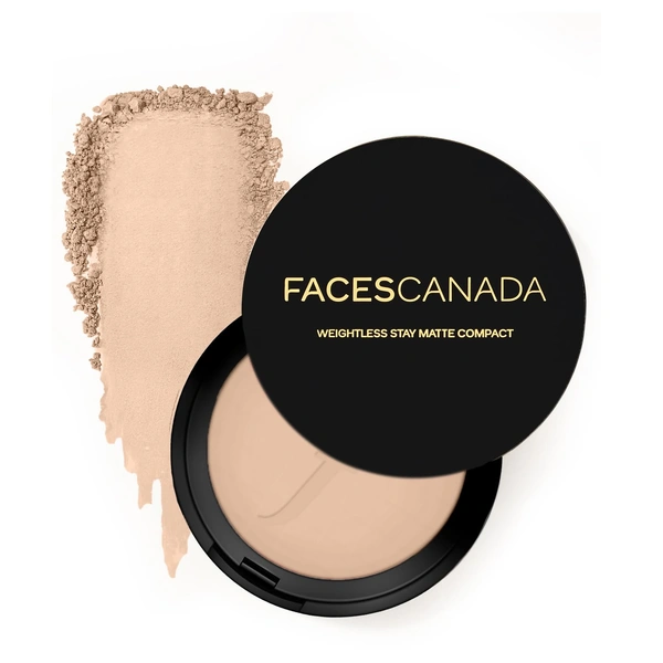 Faces Canada Weightless Stay Matte Finish Compact Powder 9g Ivory Shade | Non-Oily Matte Look | Evens Skin Tone | Hides Imperfections | Smooth Blend | For All Skin Types