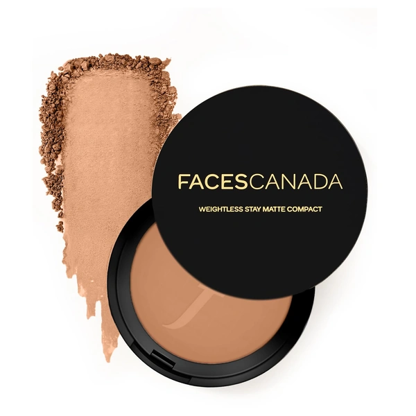 Faces Canada Weightless Stay Matte Finish Compact Powder 9g Toffee Shade | Non-Oily Matte Look | Evens Skin Tone | Hides Imperfections | Smooth Blend | All Skin Types