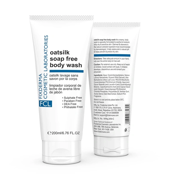 Fixderma Cosmetics Laboratories Fixderma Cosmetic Laboratories Oatsilk Soap Free Body Wash 200ml for Dry & Rough Skin | Relieves Itchy Skin | Nourishes & Hydrates | Suitable for Sensitive Skin