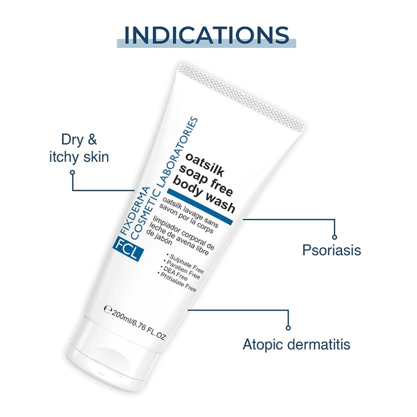 Fixderma Cosmetics Laboratories Fixderma Cosmetic Laboratories Oatsilk Soap Free Body Wash 200ml for Dry & Rough Skin | Relieves Itchy Skin | Nourishes & Hydrates | Suitable for Sensitive Skin