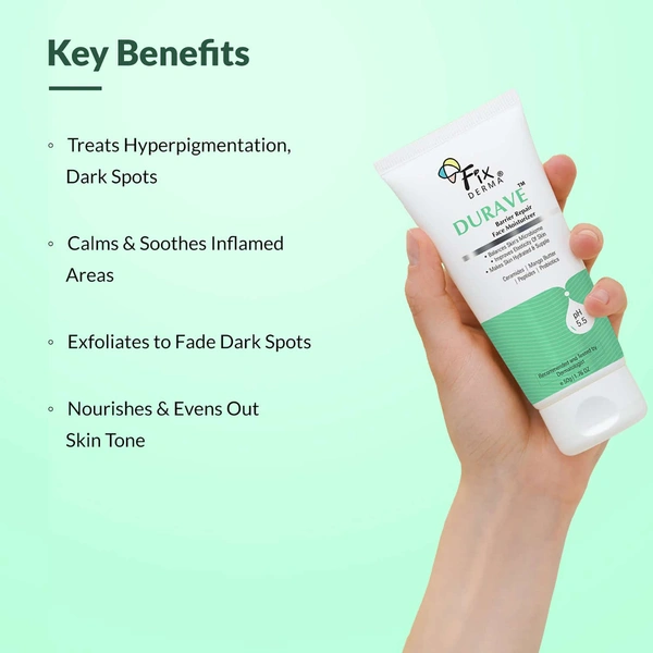 Fixderma Durave Ceramide Moisturizer 50g | With Peptide & Mango Butter | Strengthens Skin Barrier, Deep Moisturizes, Repairs Dryness & Enhances SmoothnessFor All Skin Type